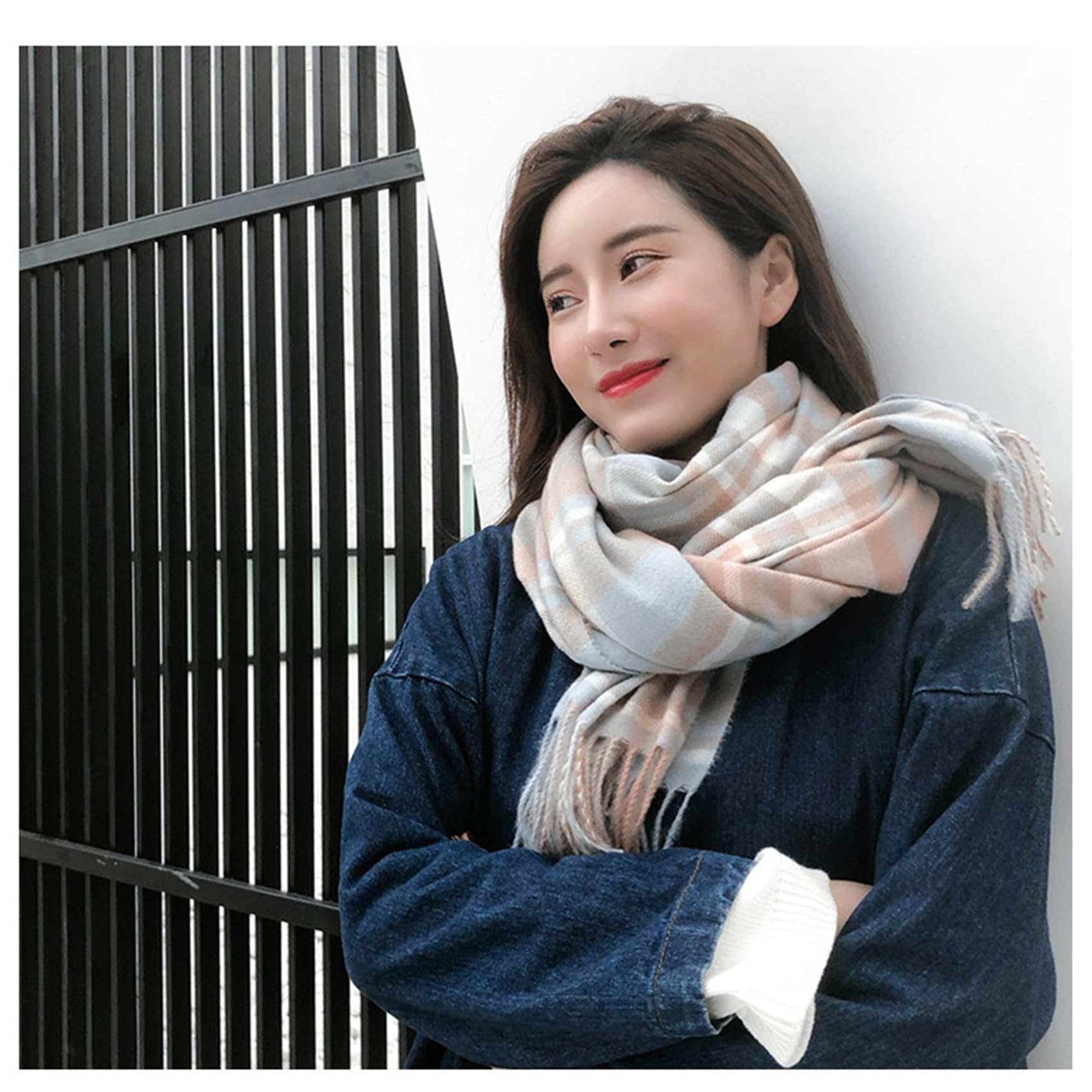 YSense Winter Scarf for Women, Fashion Long Plaid Scarves Warm Big Tartan Blanket Wrap Shawl Ladies Gifts