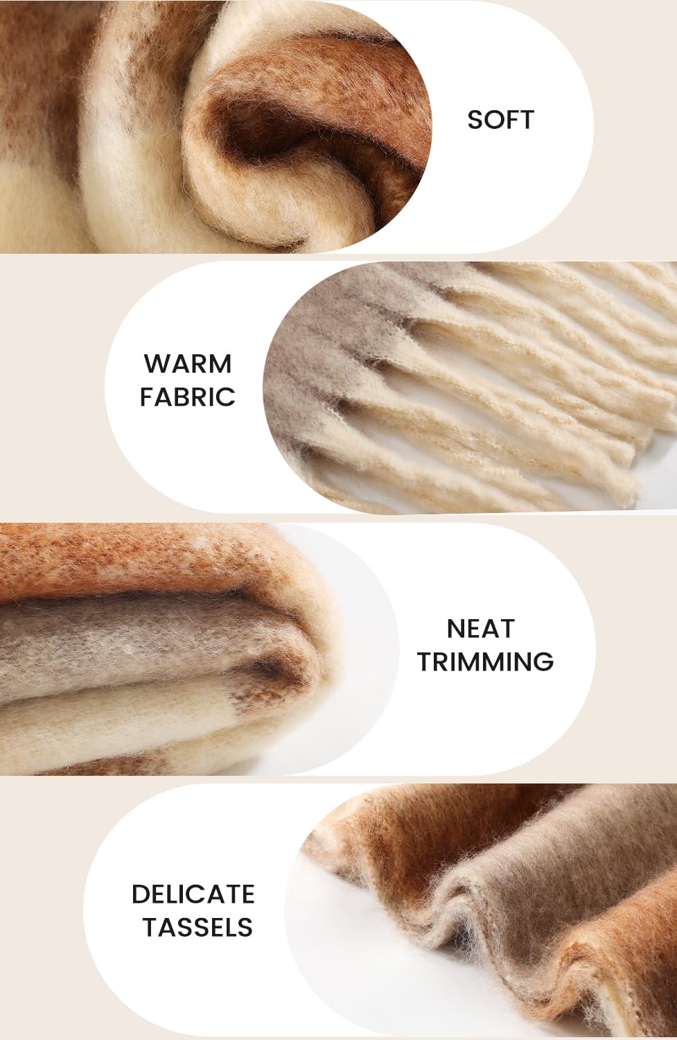 Passionbility Women's Winter Scarfs for Women, Mohair Vintage Scarf Large Chunky Scarf Cashmere Feel Blanket Wrap