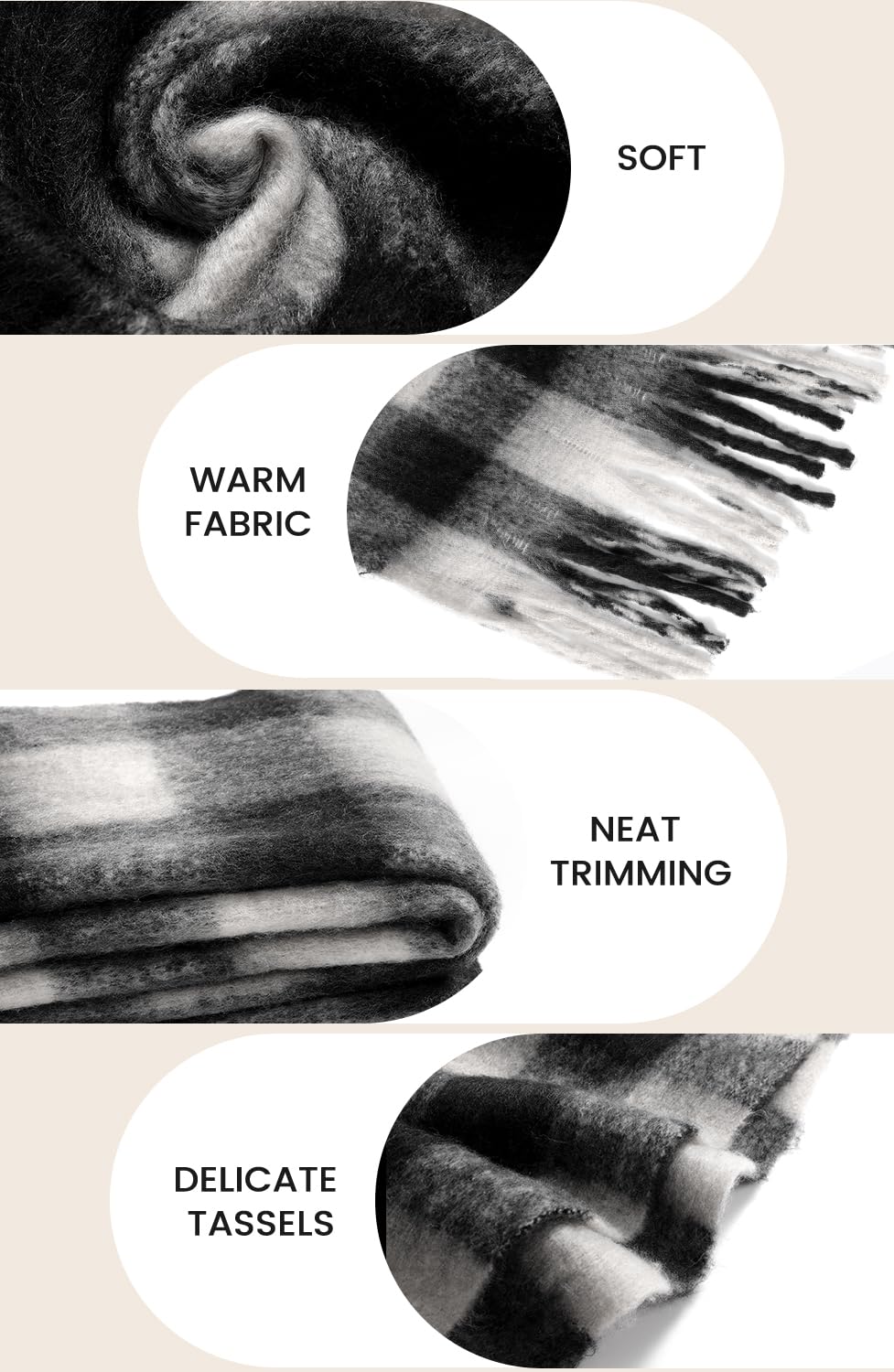 Passionbility Women's Winter Scarfs for Women, Mohair Vintage Scarf Large Chunky Scarf Cashmere Feel Blanket Wrap