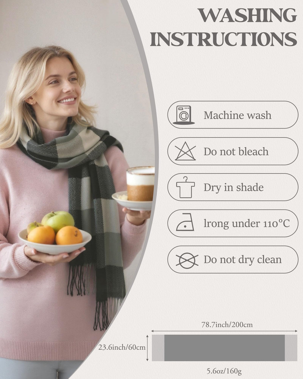 YSense Winter Scarf for Women, Fashion Long Plaid Scarves Warm Big Tartan Blanket Wrap Shawl Ladies Gifts