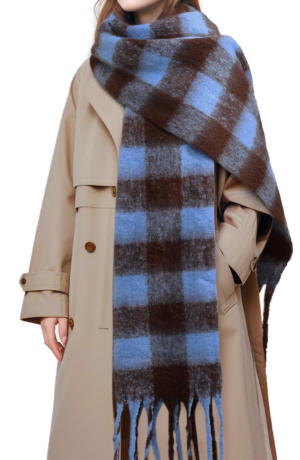 Passionbility Women's Winter Scarfs for Women, Mohair Vintage Scarf Large Chunky Scarf Cashmere Feel Blanket Wrap