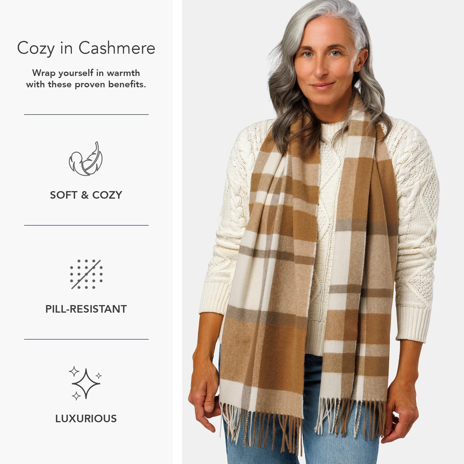 Fishers Finery Women's 100% Pure Cashmere Winter Scarf