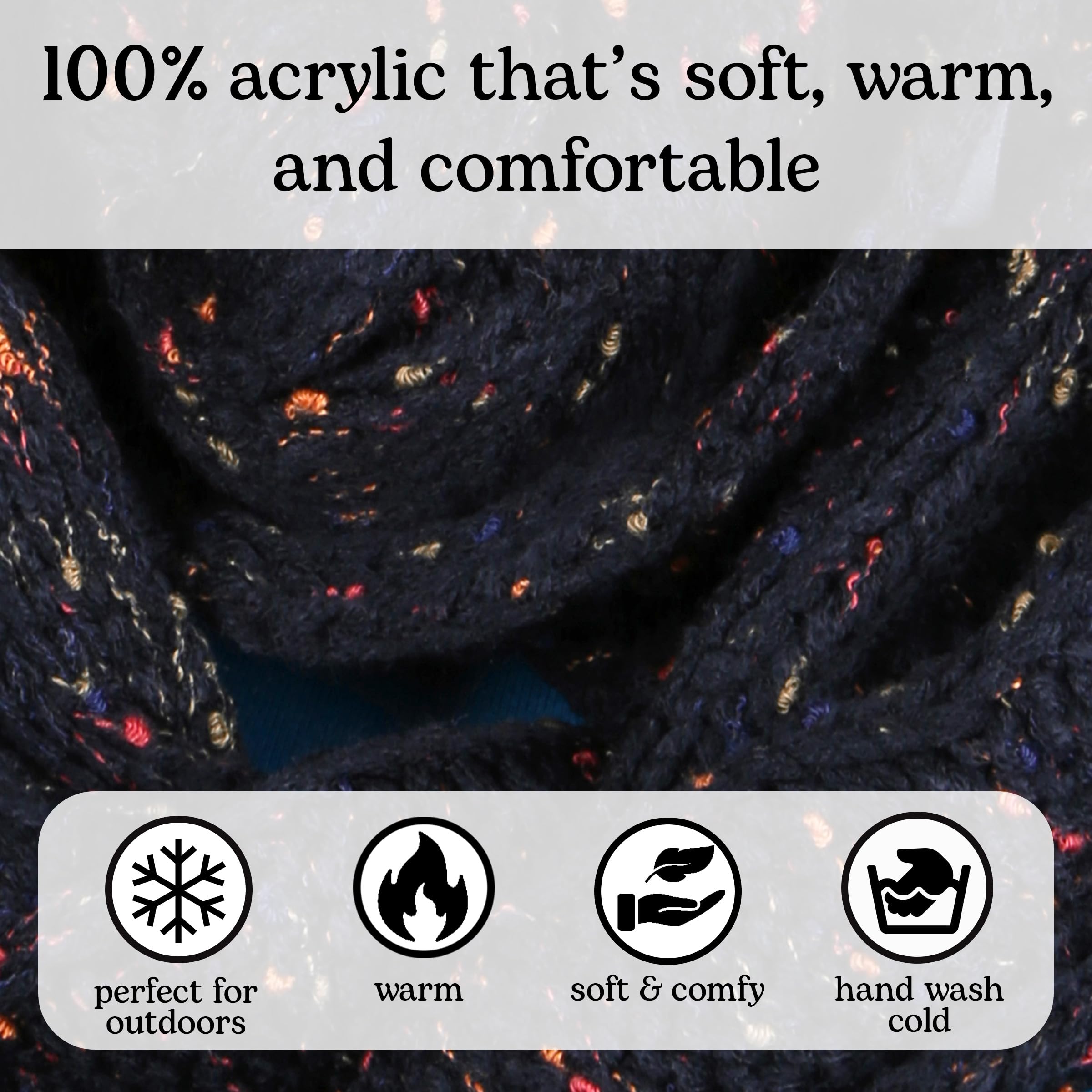 Funky Junque Hat Scarf Glove Set for Women – Matching Winter Set with Oversized Slouchy Beanie, Infinity Scarf & Cozy Gloves