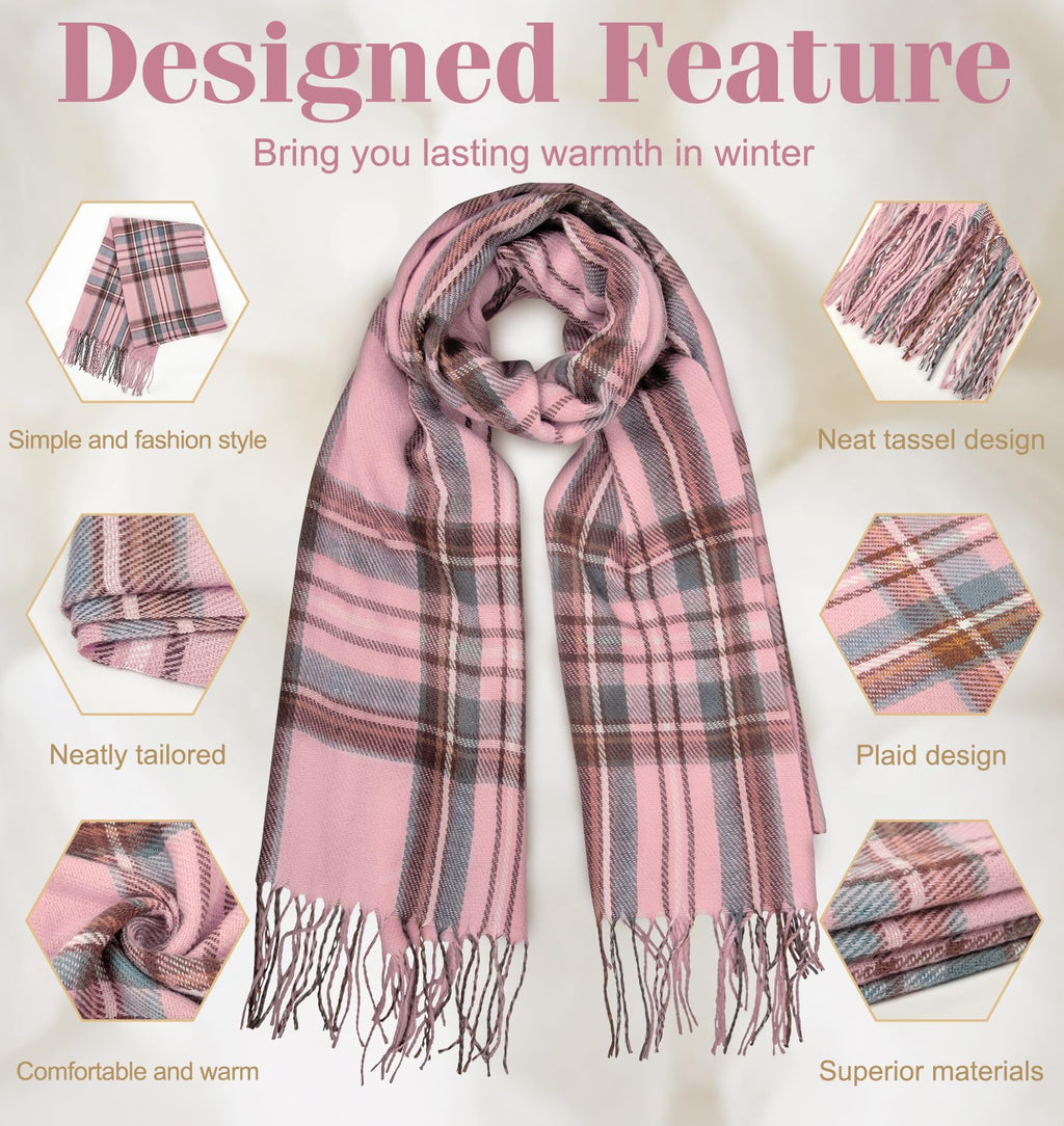 YSense Winter Scarf for Women, Fashion Long Plaid Scarves Warm Big Tartan Blanket Wrap Shawl Ladies Gifts