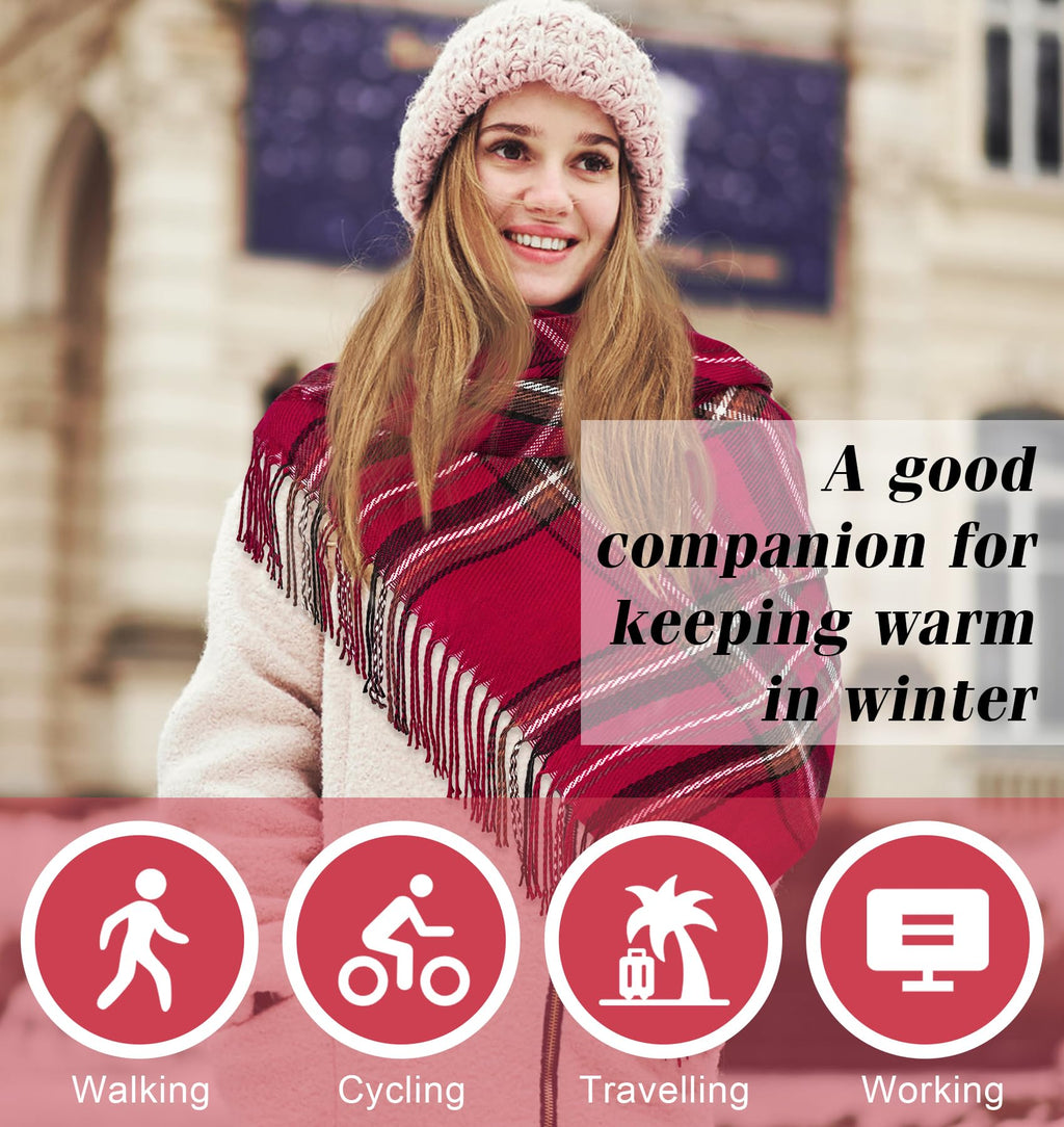 YSense Winter Scarf for Women, Fashion Long Plaid Scarves Warm Big Tartan Blanket Wrap Shawl Ladies Gifts