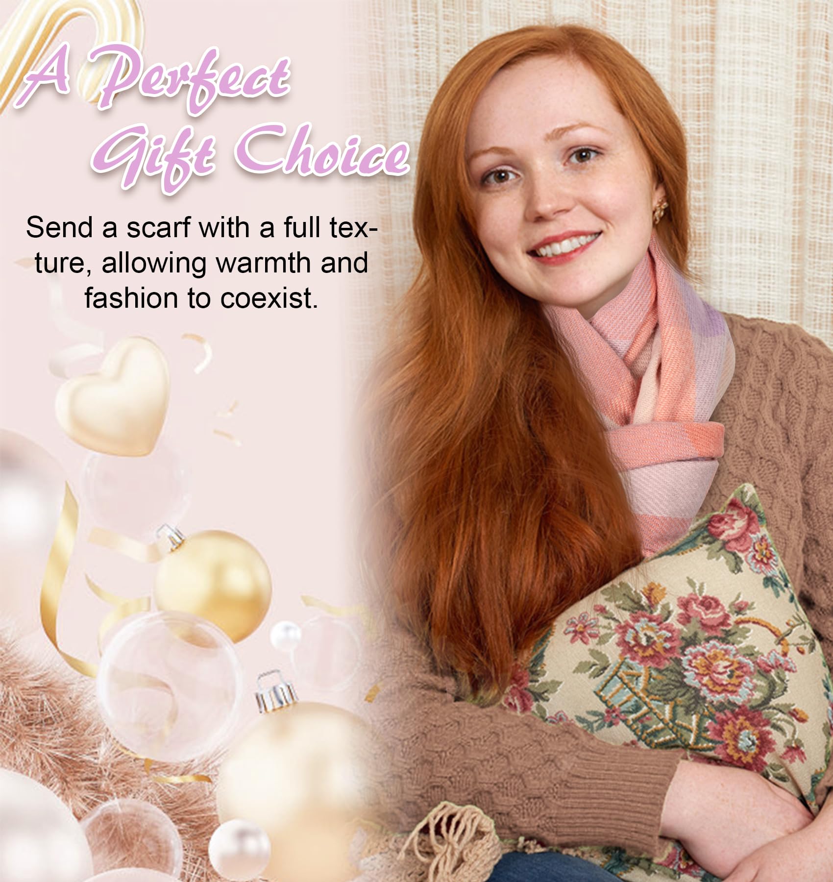 YSense Winter Scarf for Women, Fashion Long Plaid Scarves Warm Big Tartan Blanket Wrap Shawl Ladies Gifts