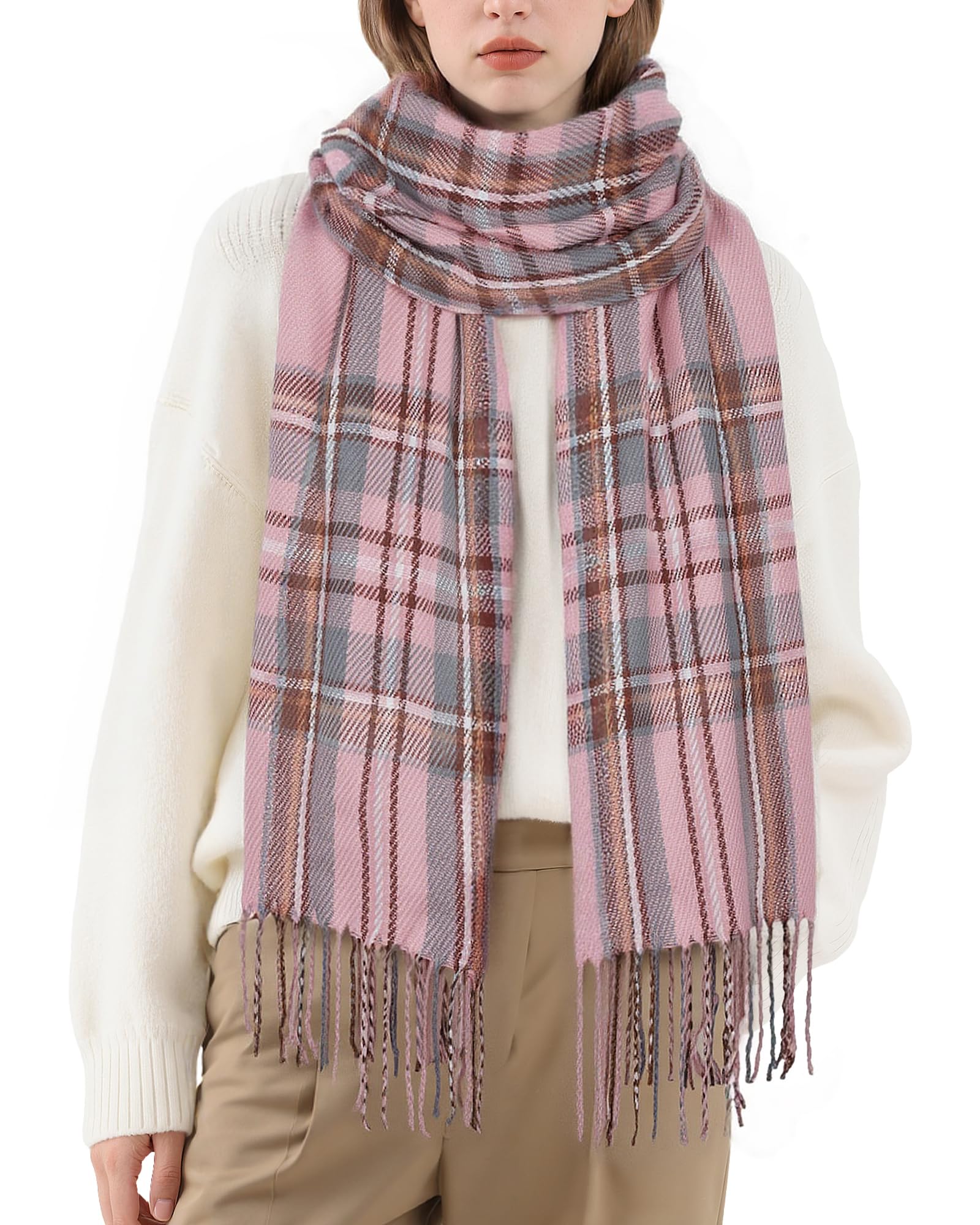 YSense Winter Scarf for Women, Fashion Long Plaid Scarves Warm Big Tartan Blanket Wrap Shawl Ladies Gifts