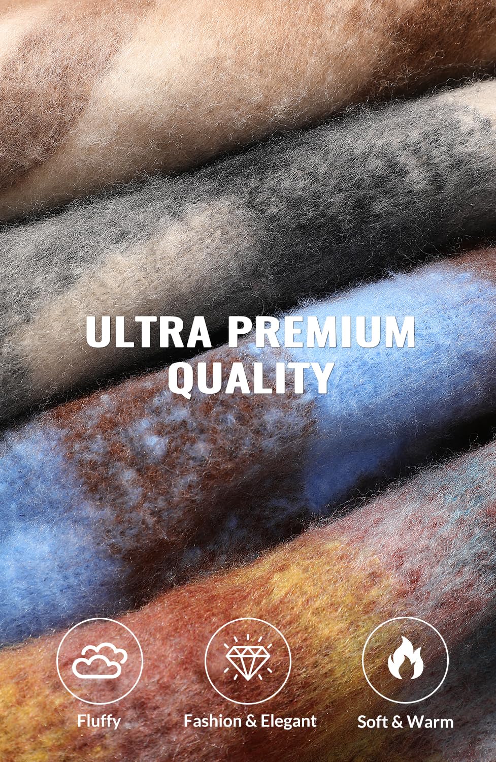 Passionbility Women's Winter Scarfs for Women, Mohair Vintage Scarf Large Chunky Scarf Cashmere Feel Blanket Wrap