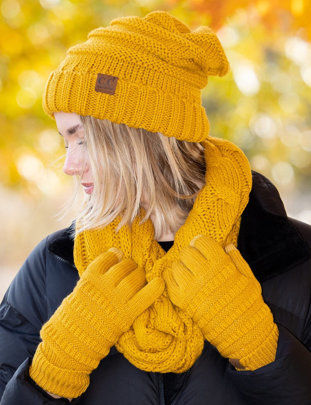 Funky Junque Hat Scarf Glove Set for Women – Matching Winter Set with Oversized Slouchy Beanie, Infinity Scarf & Cozy Gloves