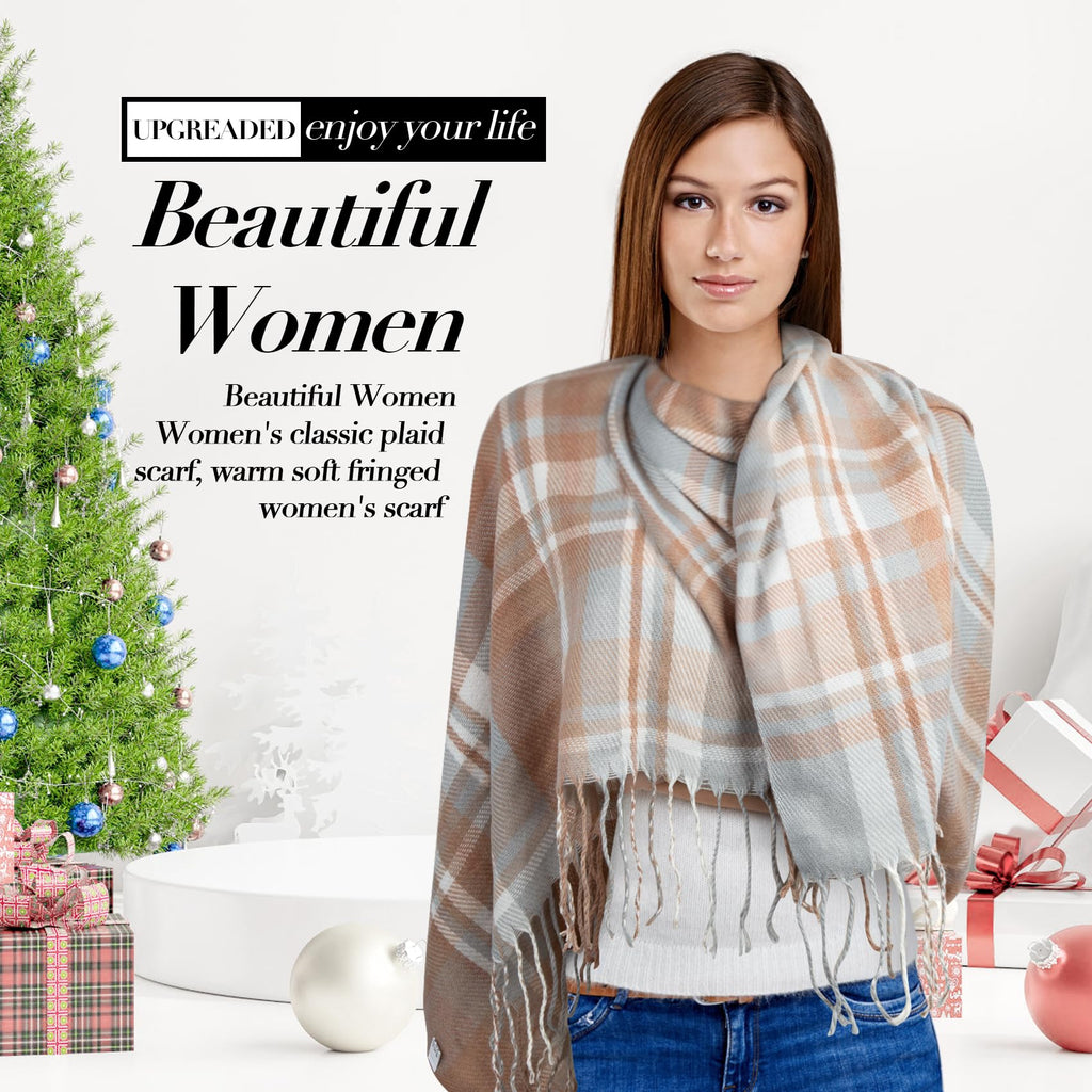YSense Winter Scarf for Women, Fashion Long Plaid Scarves Warm Big Tartan Blanket Wrap Shawl Ladies Gifts