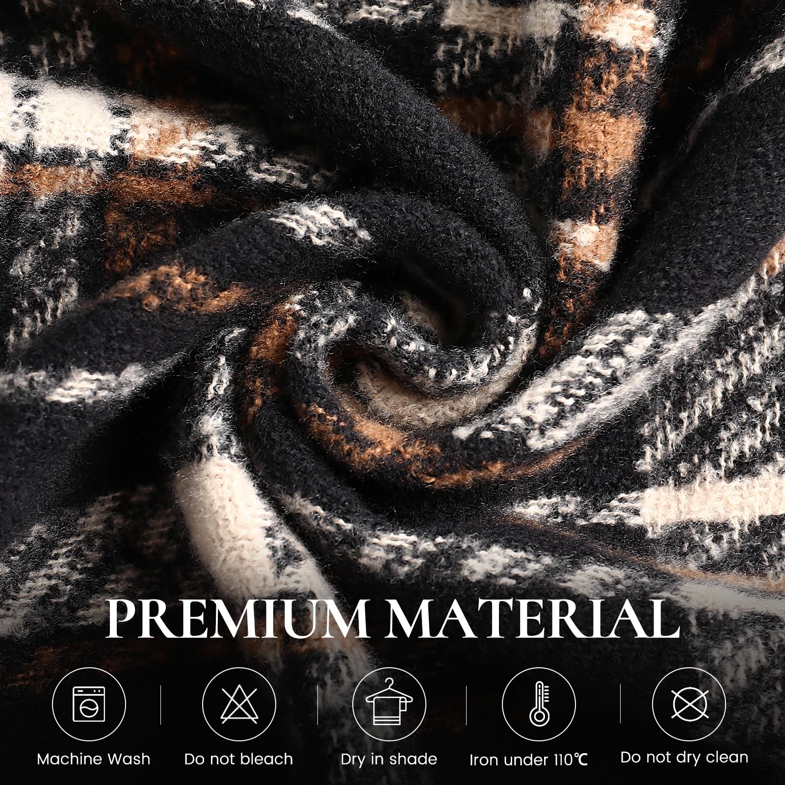 Winter Scarf for Women, Fashion Plaid Blanket Scarves with Fringe, Long Soft Scarf Shawl Wraps