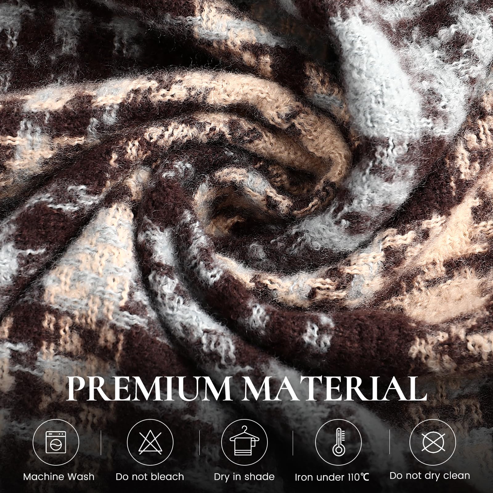 Winter Scarf for Women, Fashion Plaid Blanket Scarves with Fringe, Long Soft Scarf Shawl Wraps