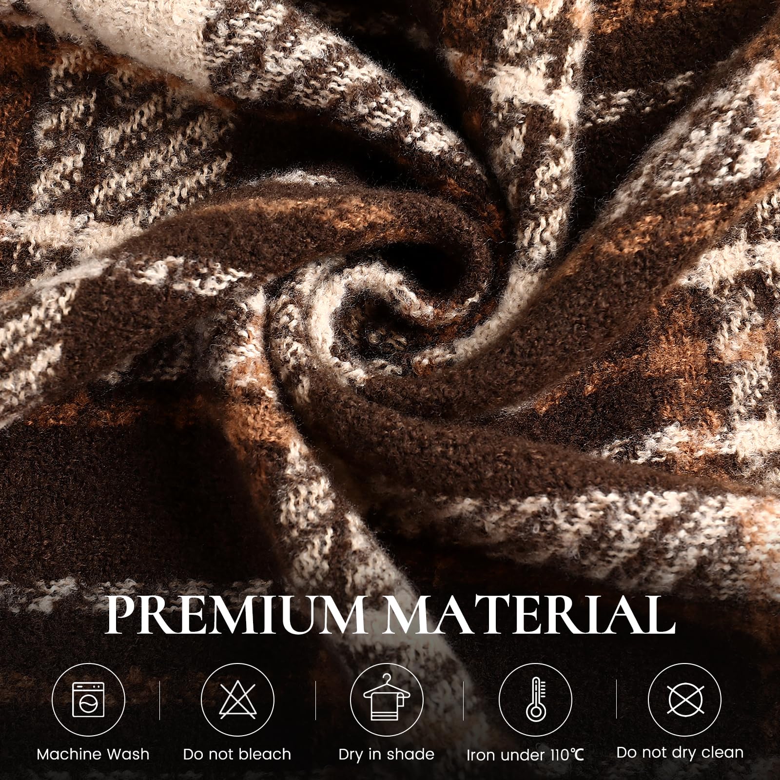 Winter Scarf for Women, Fashion Plaid Blanket Scarves with Fringe, Long Soft Scarf Shawl Wraps