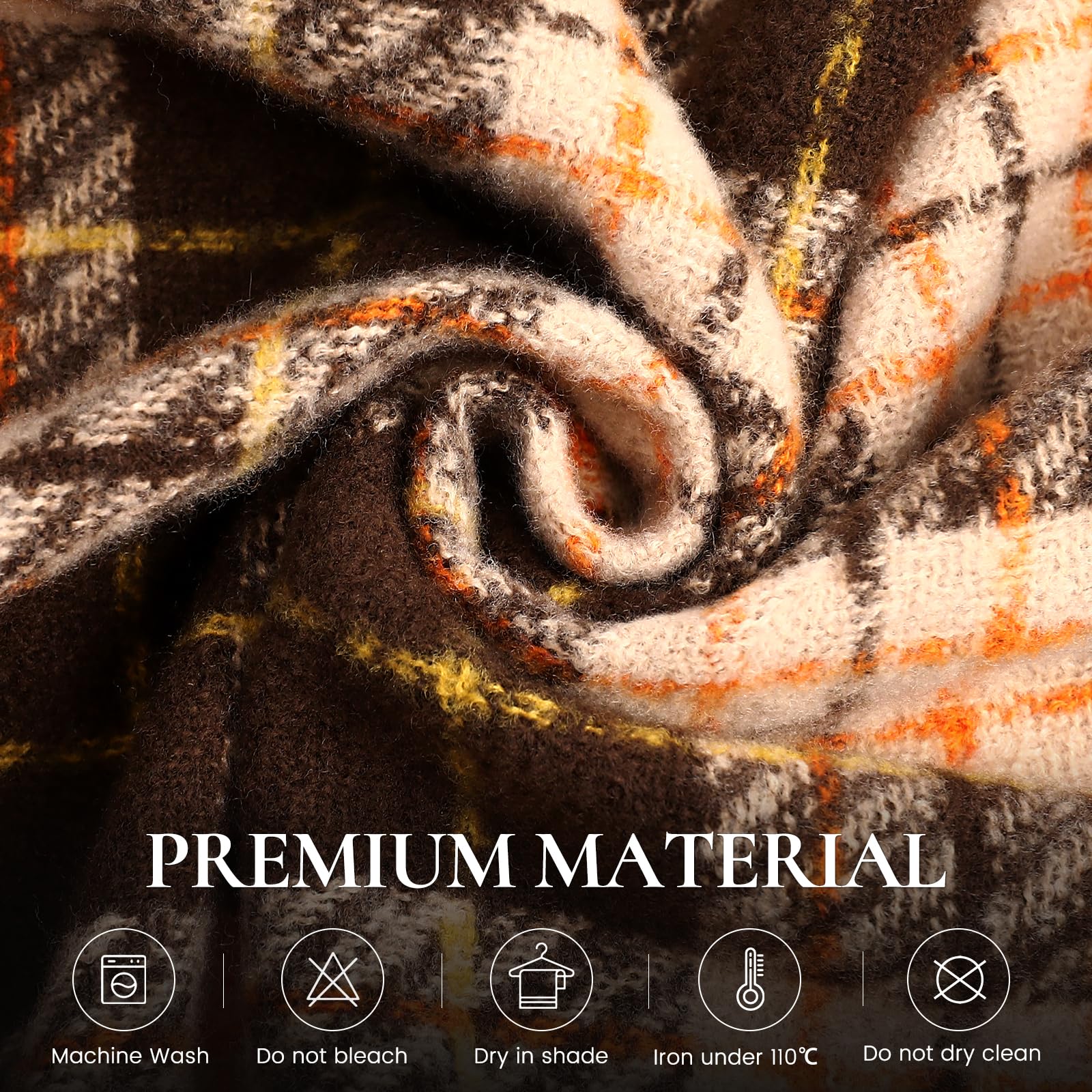 Winter Scarf for Women, Fashion Plaid Blanket Scarves with Fringe, Long Soft Scarf Shawl Wraps