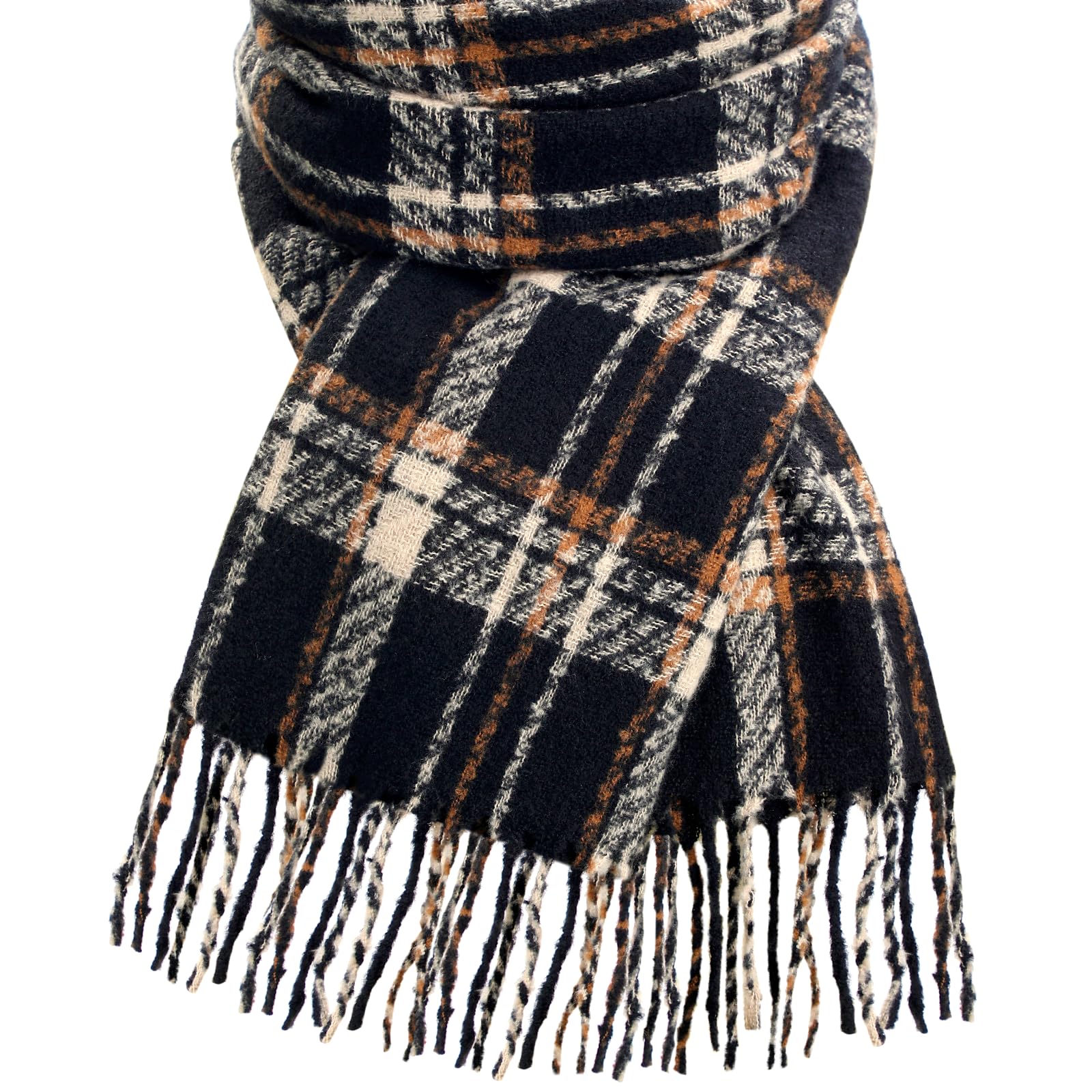 Winter Scarf for Women, Fashion Plaid Blanket Scarves with Fringe, Long Soft Scarf Shawl Wraps