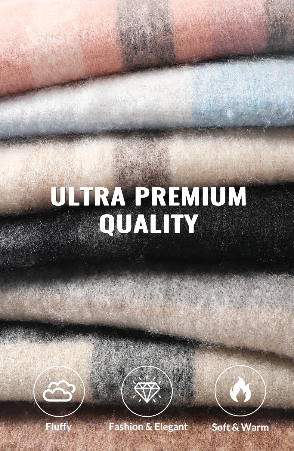 Passionbility Women's Winter Scarfs for Women, Mohair Vintage Scarf Large Chunky Scarf Cashmere Feel Blanket Wrap