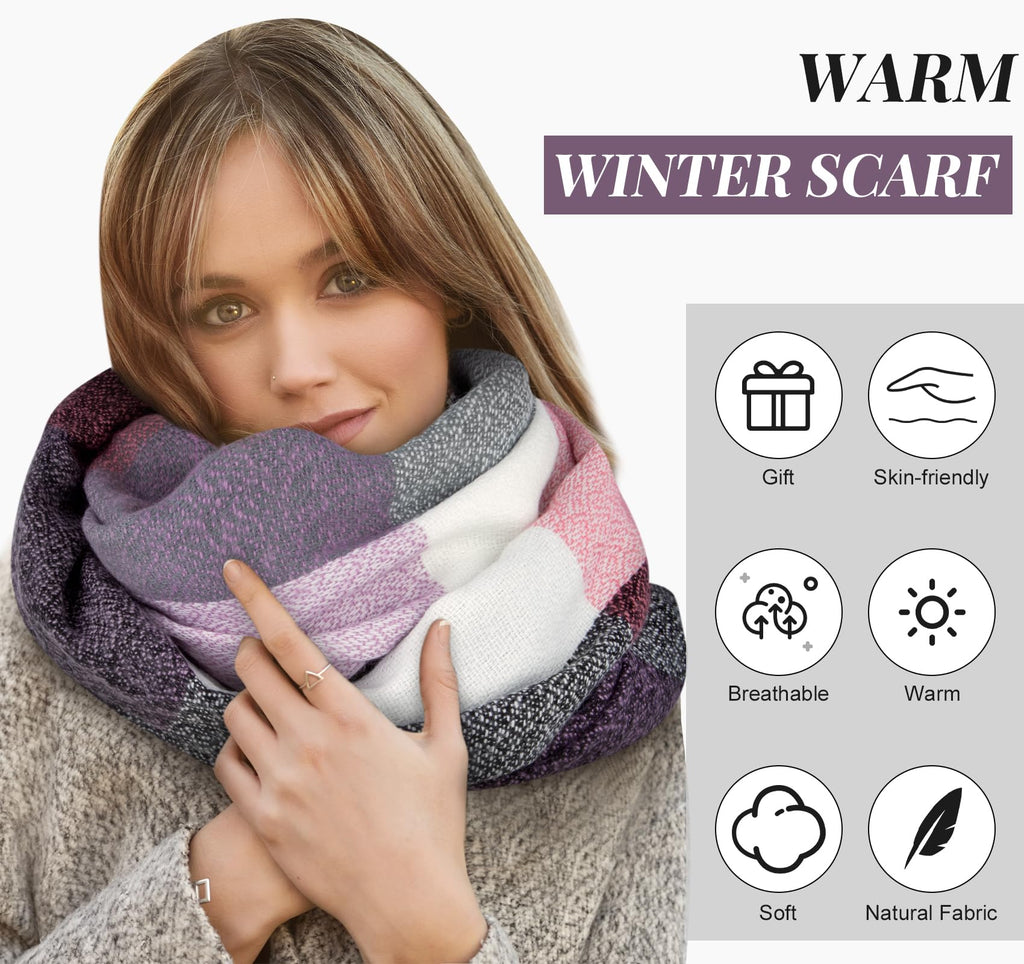 YSense Winter Scarf for Women, Fashion Long Plaid Scarves Warm Big Tartan Blanket Wrap Shawl Ladies Gifts
