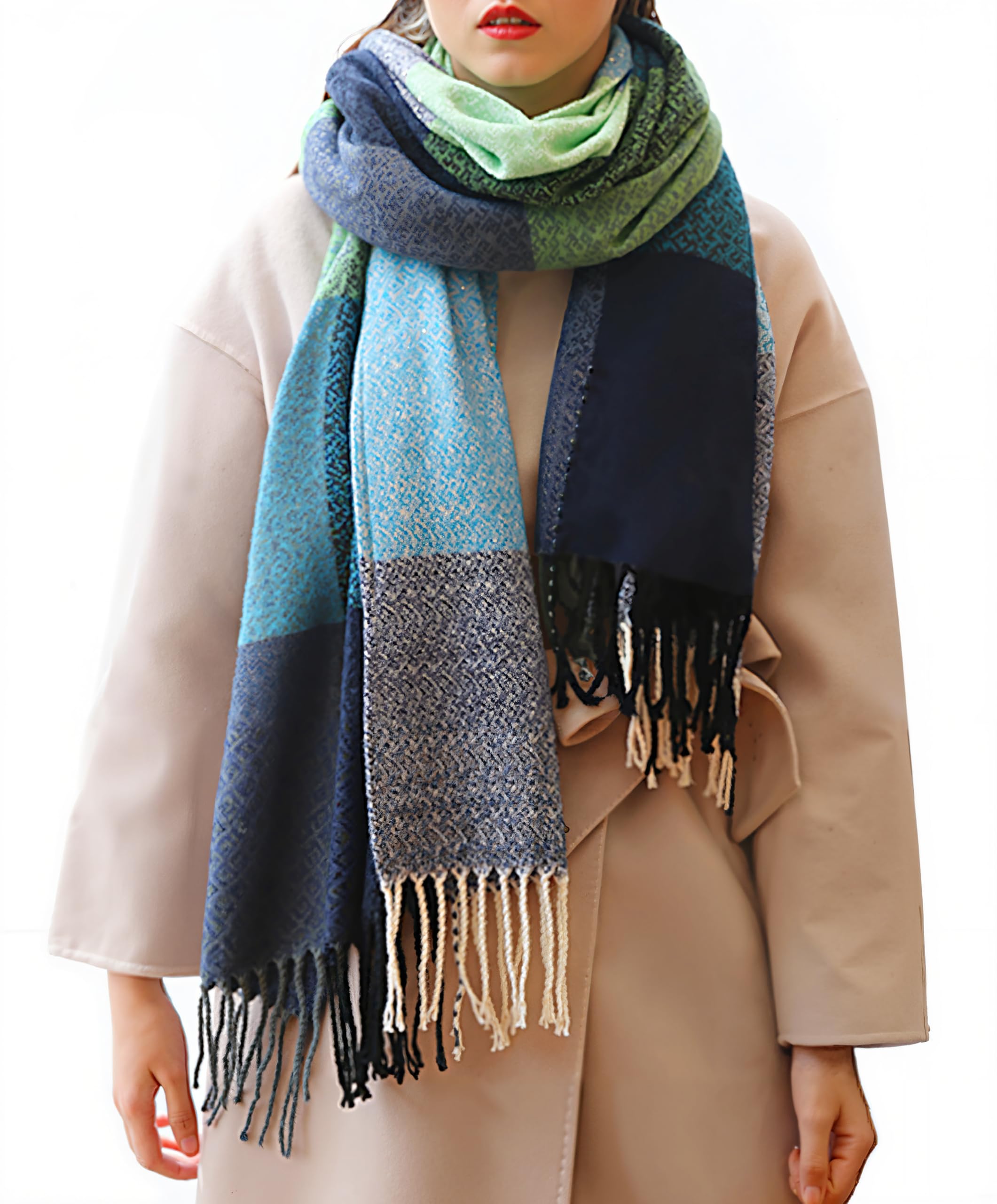 YSense Winter Scarf for Women, Fashion Long Plaid Scarves Warm Big Tartan Blanket Wrap Shawl Ladies Gifts