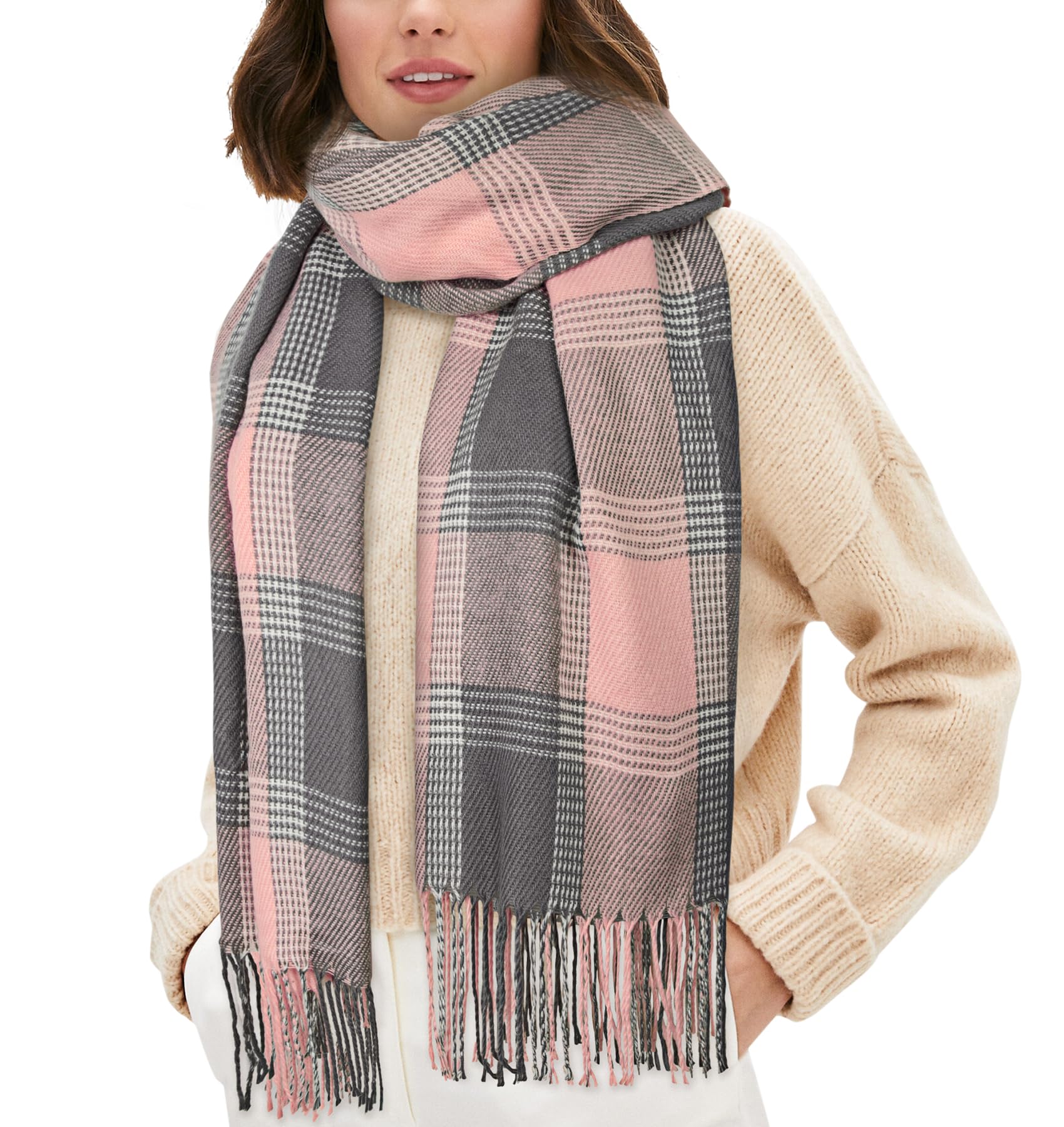 YSense Winter Scarf for Women, Fashion Long Plaid Scarves Warm Big Tartan Blanket Wrap Shawl Ladies Gifts