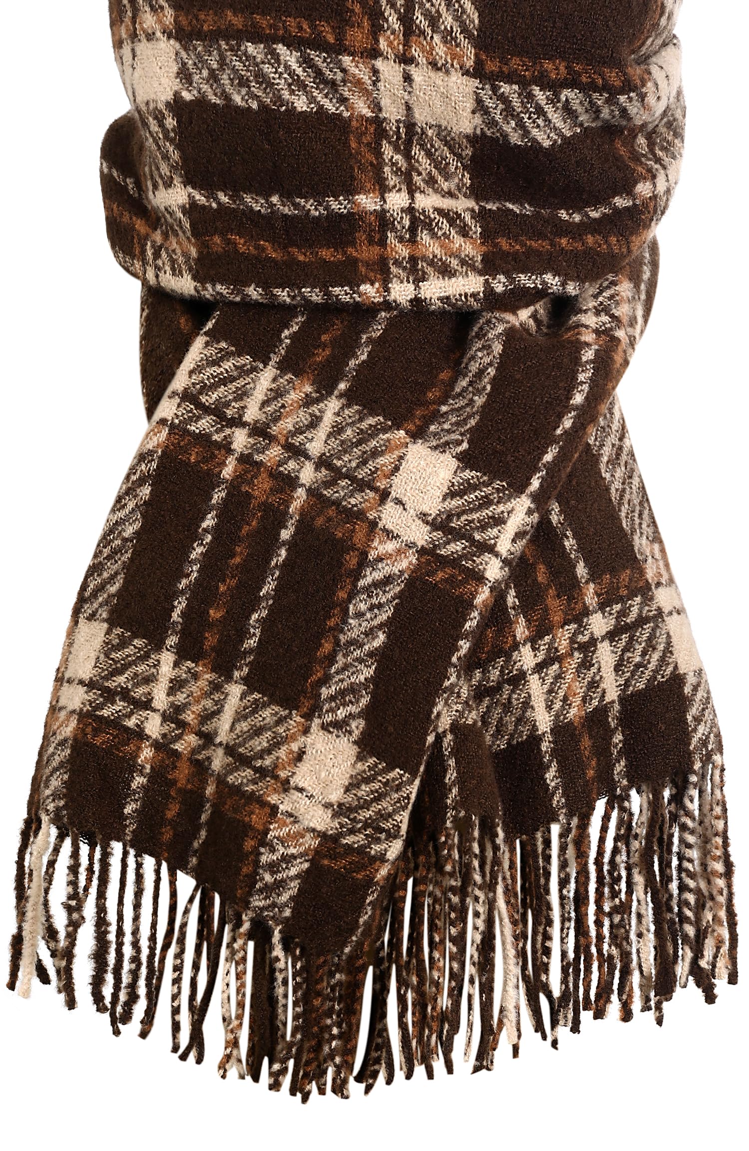 Winter Scarf for Women, Fashion Plaid Blanket Scarves with Fringe, Long Soft Scarf Shawl Wraps