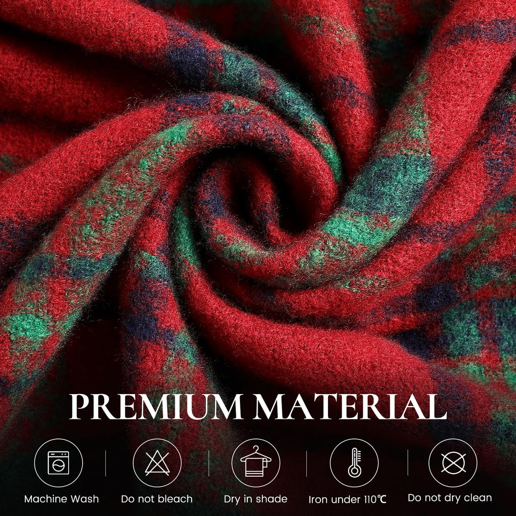 Winter Scarf for Women, Fashion Plaid Blanket Scarves with Fringe, Long Soft Scarf Shawl Wraps