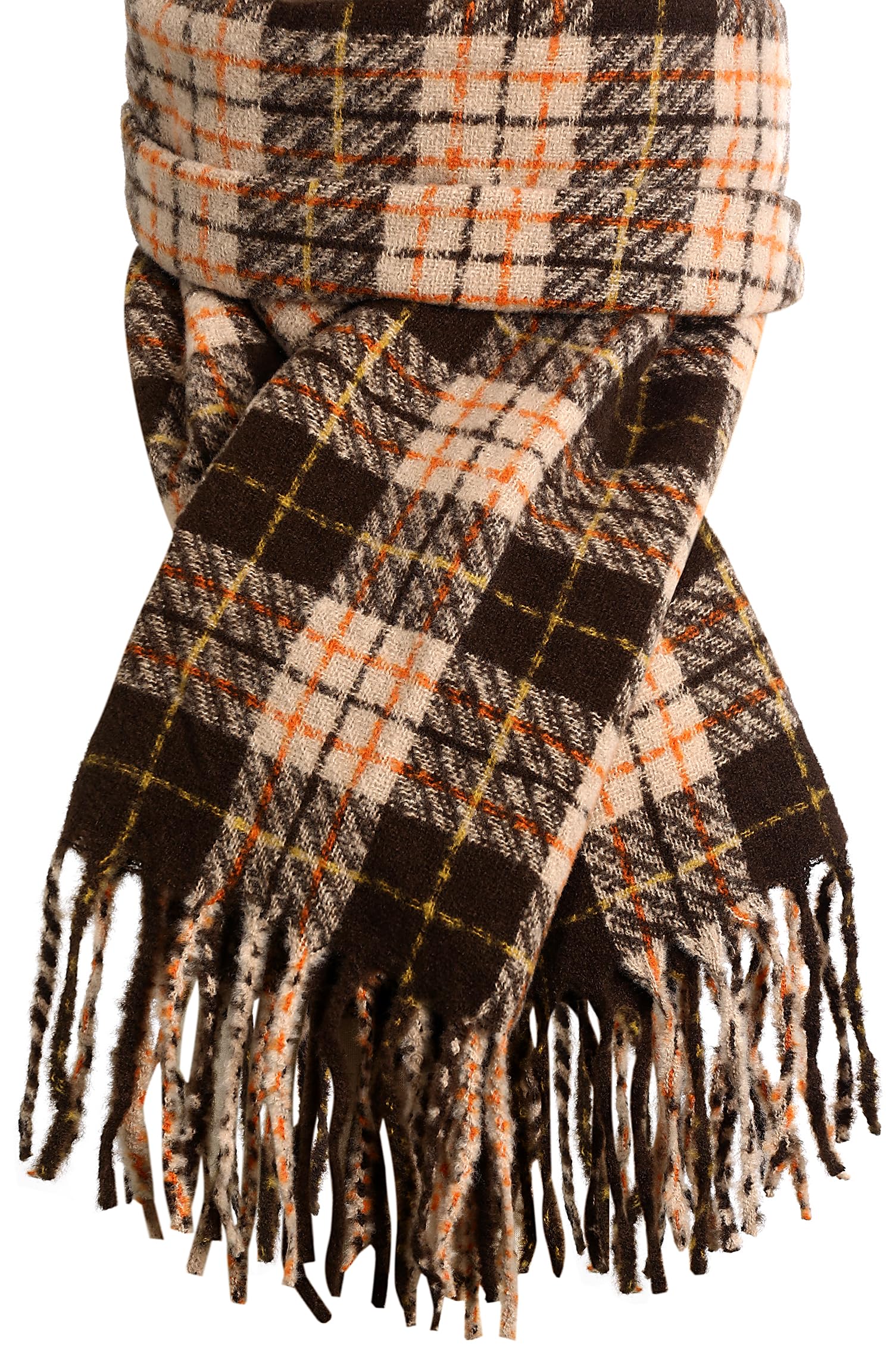 Winter Scarf for Women, Fashion Plaid Blanket Scarves with Fringe, Long Soft Scarf Shawl Wraps